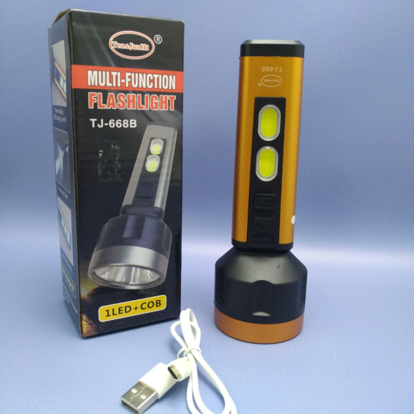 Фонарь аккумуляторный Multifunction Flashlight TJ-668А / 4 режима, LED+СОВ, USB-зарядка